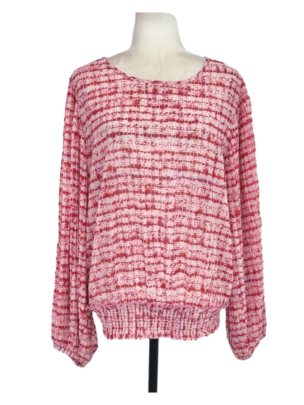 Melanie Lyne red balloon sleeve blouse